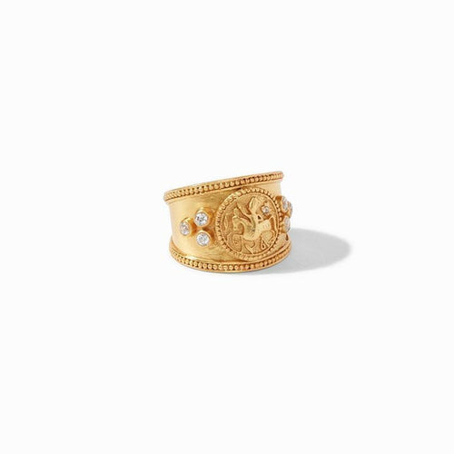 Coin Crest CZ Ring - R144-Julie Vos-Renee Taylor Gallery