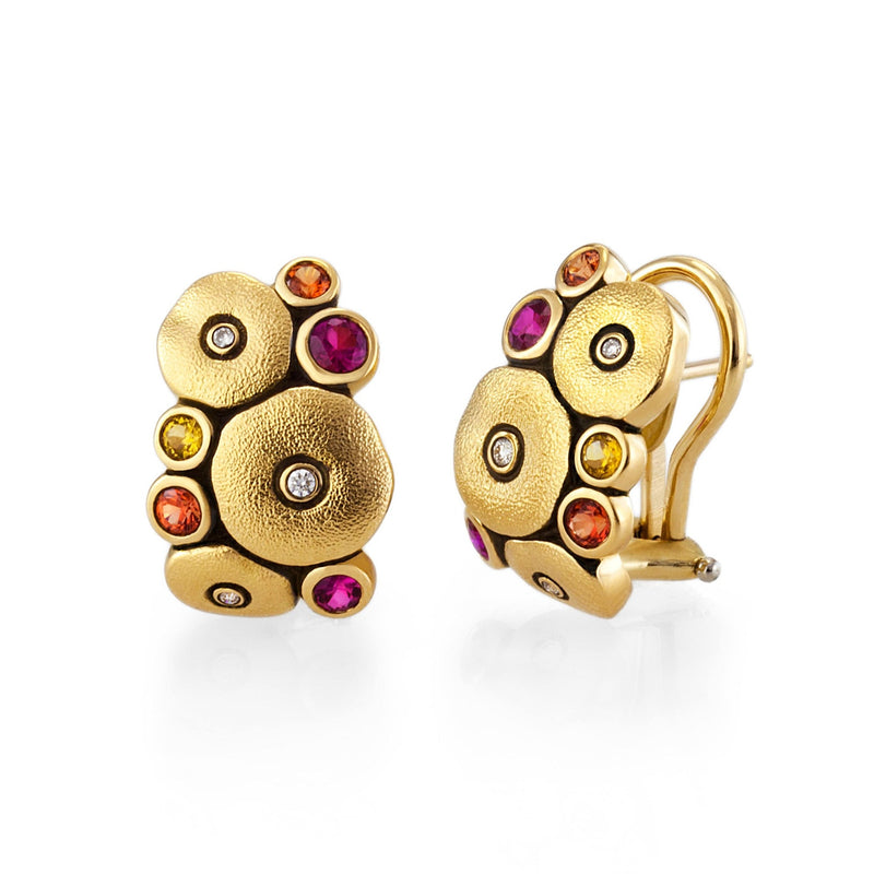 18K Orchard Ruby Sapphire & Diamond Earrings - E-100S(FIRE)-Alex Sepkus-Renee Taylor Gallery