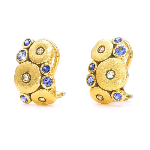 18K Orchard Blue Mix Sapphire & Diamond Earrings - E-100S-Alex Sepkus-Renee Taylor Gallery