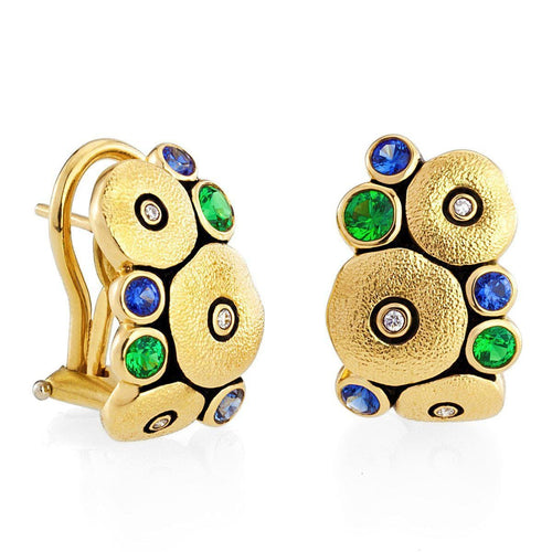 18K Orchard Blue Sapphire Tsavorite & Diamond Earrings - E-100-Alex Sepkus-Renee Taylor Gallery