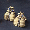 18K Entomology IV Thoughtful Beetle Blue Sapphire & Diamond Earrings - E-108-Alex Sepkus-Renee Taylor Gallery