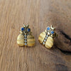 18K Entomology IV Thoughtful Beetle Blue Sapphire & Diamond Earrings - E-108-Alex Sepkus-Renee Taylor Gallery