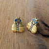 18K Entomology IV Thoughtful Beetle Blue Sapphire & Diamond Earrings - E-108-Alex Sepkus-Renee Taylor Gallery