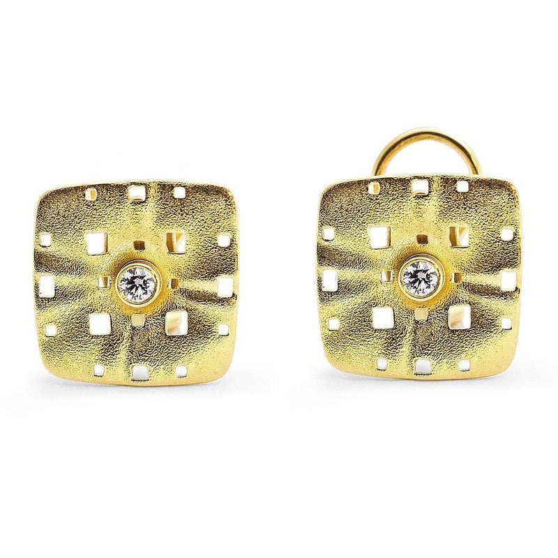 18K Square Characters Diamond Earrings - E-126-Alex Sepkus-Renee Taylor Gallery