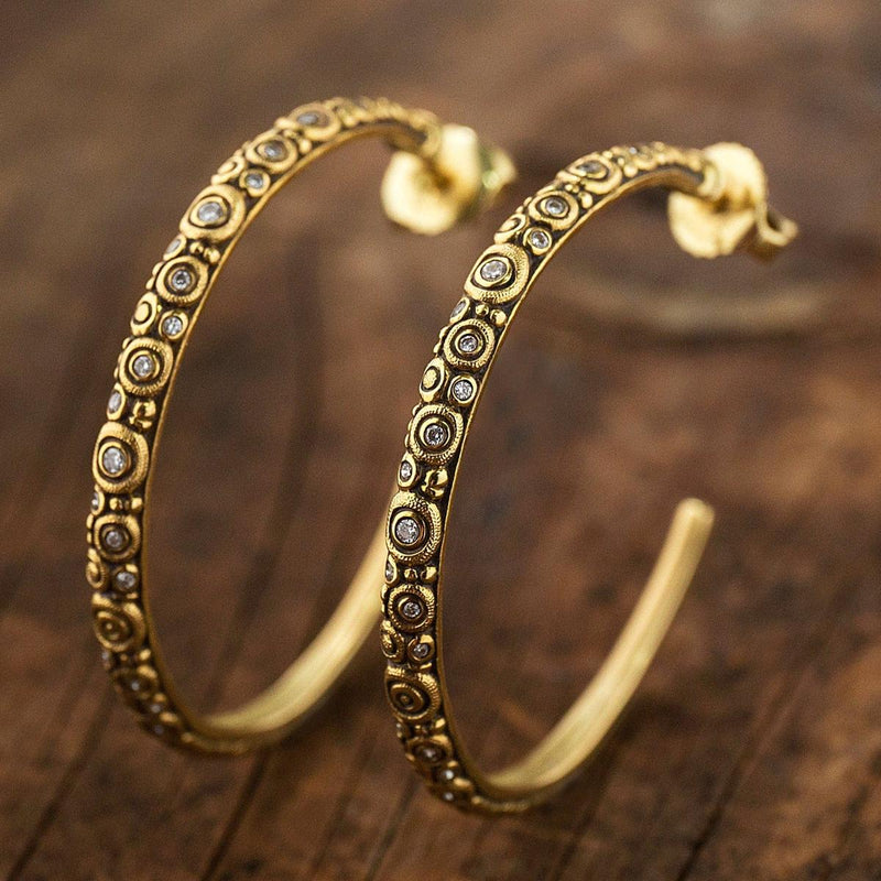 18K Diamond Hoop Earrings - E-223-Alex Sepkus-Renee Taylor Gallery