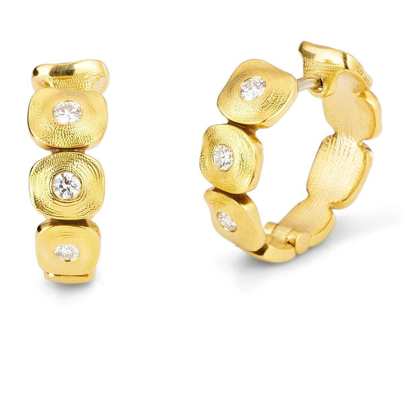 18K "Dancing Squares" Diamond Huggie Earrings - E-232D-Alex Sepkus-Renee Taylor Gallery