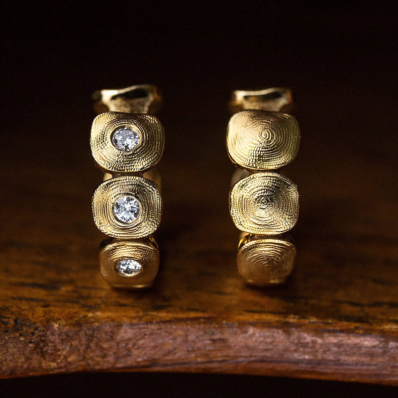 18K "Dancing Squares" Diamond Huggie Earrings - E-232D-Alex Sepkus-Renee Taylor Gallery