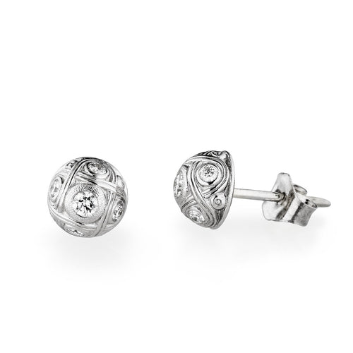 Platinum Half Dome Diamond Stud Earrings - E-40P-Alex Sepkus-Renee Taylor Gallery