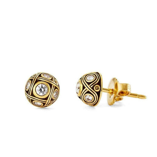 18K Half Dome Diamond Stud Earrings - E-40-Alex Sepkus-Renee Taylor Gallery