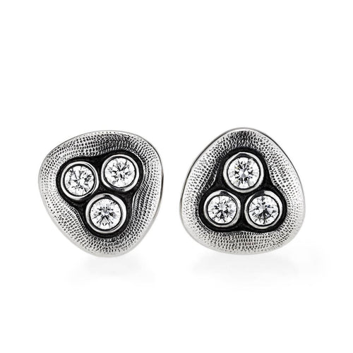 Platinum Swirling Water Diamond Stud Earrings - E-75PD-Alex Sepkus-Renee Taylor Gallery