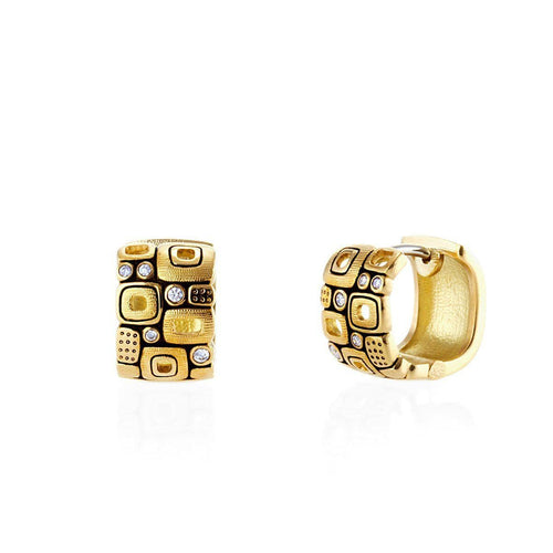 18K Little Windows Diamond Huggie Earrings - E-83-Alex Sepkus-Renee Taylor Gallery