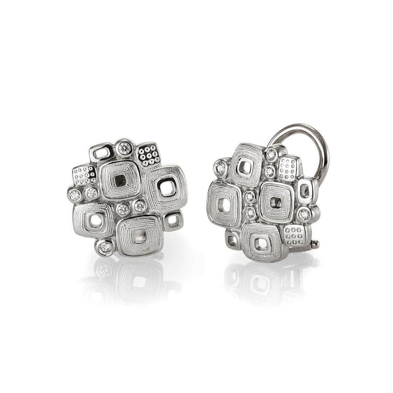 Platinum Little Windows Diamond Huggie Earrings - E-84P-Alex Sepkus-Renee Taylor Gallery