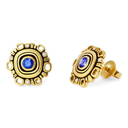 18K Blue Sapphire & Diamond Earrings - E-85S-Alex Sepkus-Renee Taylor Gallery