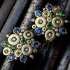 18K Ocean Blue Green Mix Sapphire Tsavorite & Diamond Earrings - E-90-Alex Sepkus-Renee Taylor Gallery