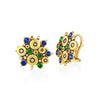 18K Ocean Blue Green Mix Sapphire Tsavorite & Diamond Earrings - E-90-Alex Sepkus-Renee Taylor Gallery