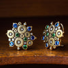 18K Ocean Blue Green Mix Sapphire Tsavorite & Diamond Earrings - E-90-Alex Sepkus-Renee Taylor Gallery