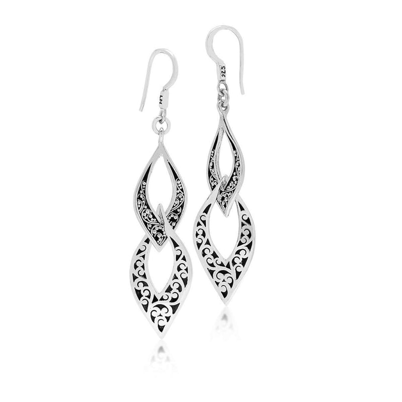 Sterling Silver Classic Carved Scroll Multi-Drop Earrings - EB6544-FH336-Lois Hill-Renee Taylor Gallery