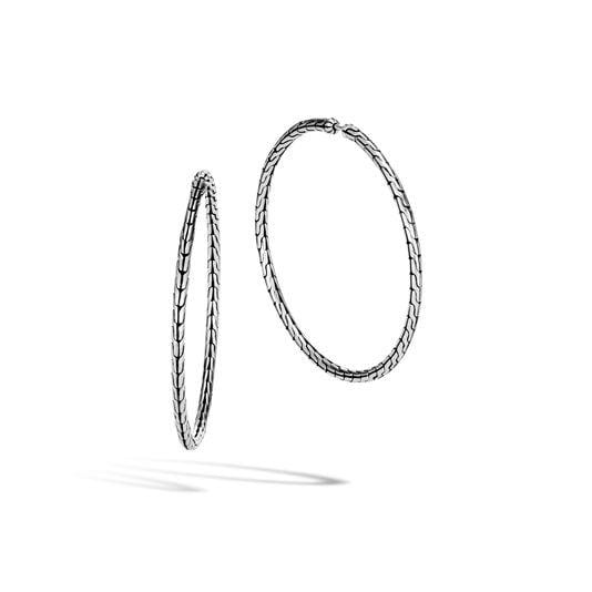 Classic Chain Silver Large Hoop Earrings - EB90374-John Hardy-Renee Taylor Gallery
