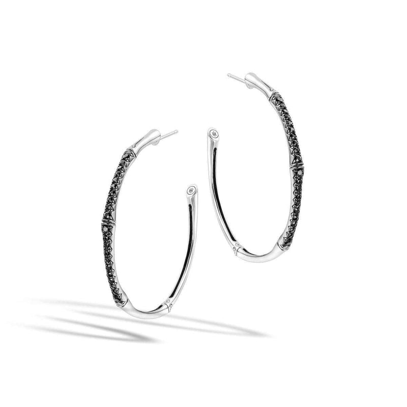 Bamboo Large Hoop Earring with Black Sapphire-John Hardy-Renee Taylor Gallery