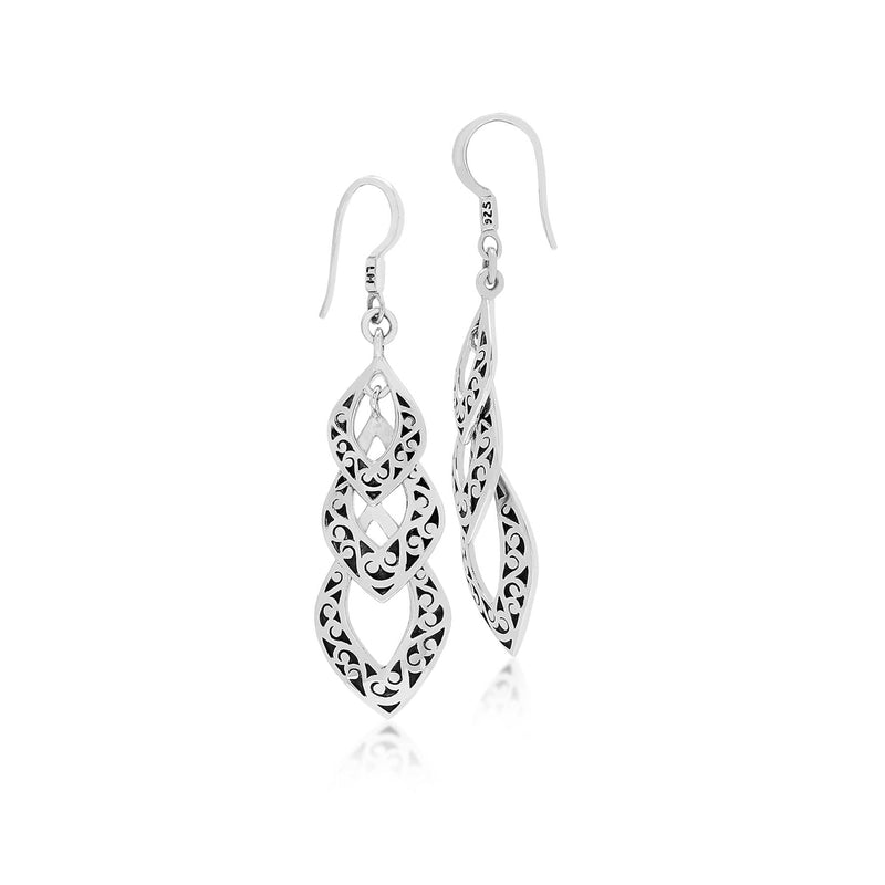 Sterling Silver Classic Carved Scroll Tier Drop Earrings - EU6649-FH136-Lois Hill-Renee Taylor Gallery