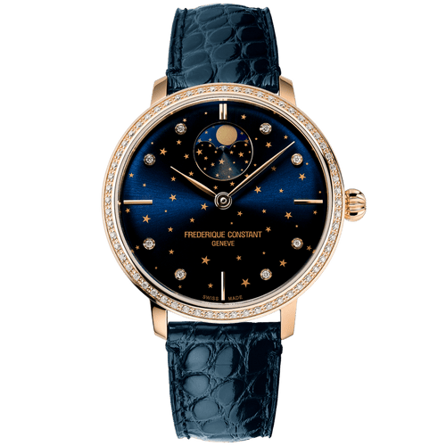 Slimline Moon Phase Stars Automatic Watch - Blue-Frederique Constant-Renee Taylor Gallery