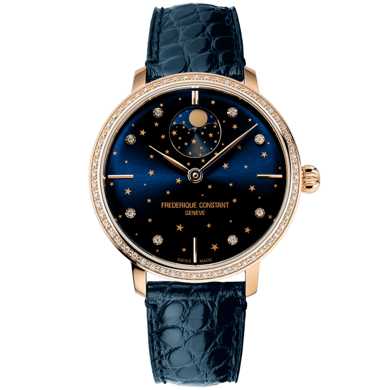 Slimline Moon Phase Stars Automatic Watch - Blue-Frederique Constant-Renee Taylor Gallery