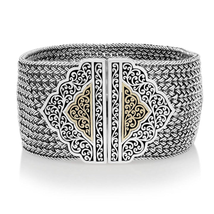 18K Yellow Gold Sterling Silver Textile Weave Bracelet - GBP8108-00Y46-Lois Hill-Renee Taylor Gallery