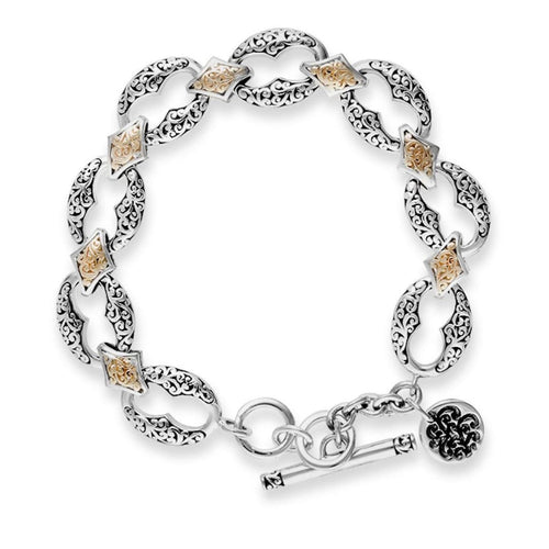 18K Yellow Gold Sterling Silver Oval Link Bracelet - GBU6553-00Y55-Lois Hill-Renee Taylor Gallery
