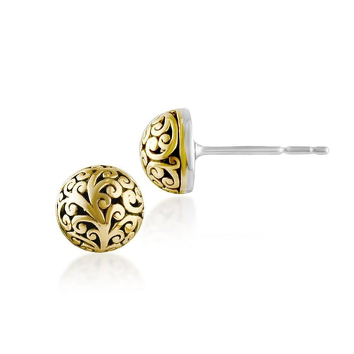 18K Yellow Gold Sterling Silver Half Ball Stud Earring - GEU6540-PSY36-Lois Hill-Renee Taylor Gallery