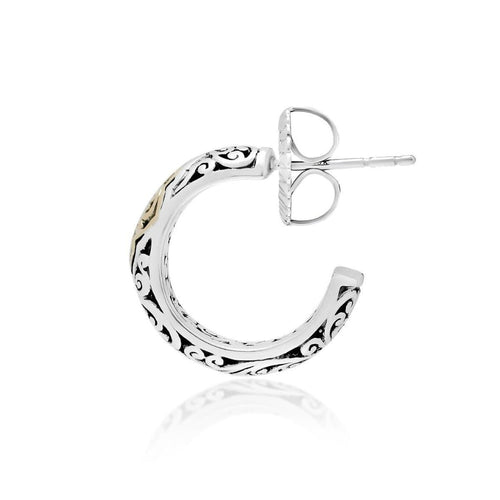 18K Yellow Gold Sterling Silver Signature Scroll Hoop Earring - GEU6678-PSY46-Lois Hill-Renee Taylor Gallery