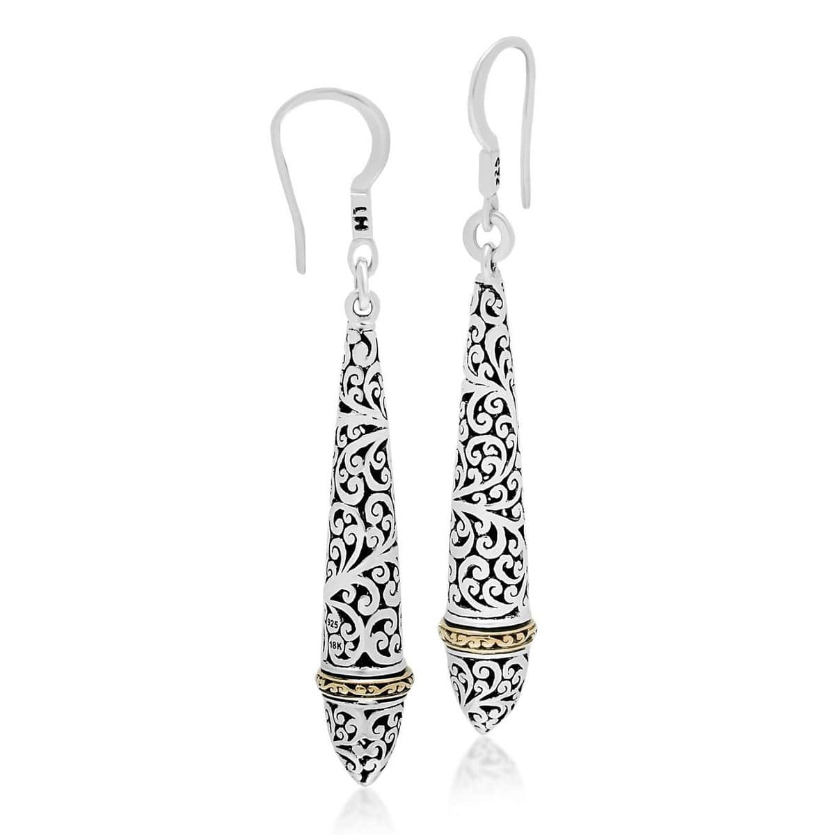 18K Yellow Gold Sterling Silver Signature Scroll Drop