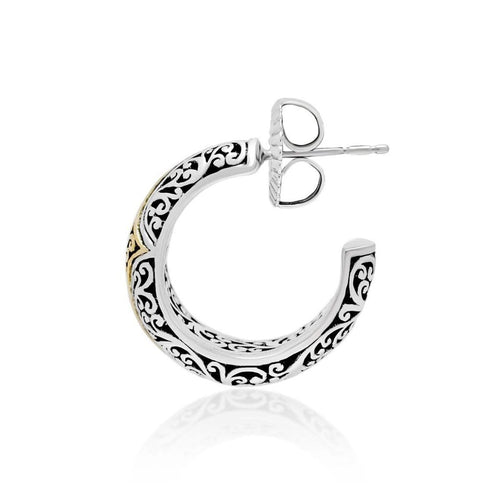 18K Yellow Gold Sterling Silver Signature Scroll Hoop Earring - GEU6690-PSY46-Lois Hill-Renee Taylor Gallery