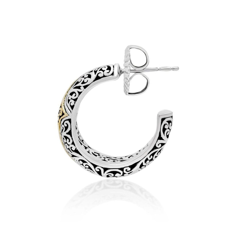18K Yellow Gold Sterling Silver Signature Scroll Hoop Earring - GEU6690-PSY46-Lois Hill-Renee Taylor Gallery