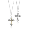 18K Yellow Gold Sterling Silver Cross Pendant Necklace - GNU6883-16Y55-Lois Hill-Renee Taylor Gallery