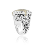 18K Yellow Gold Sterling Silver Signature Scroll Ring - GRU2433-Lois Hill-Renee Taylor Gallery