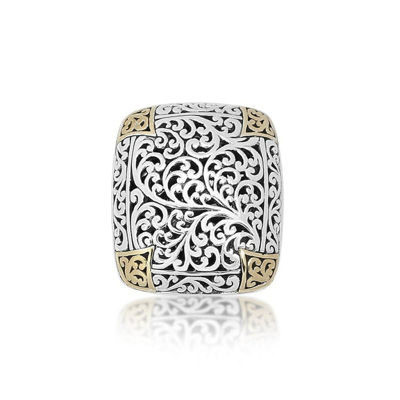 18K Yellow Gold Sterling Silver Signature Scroll Ring - GRU2434-Lois Hill-Renee Taylor Gallery