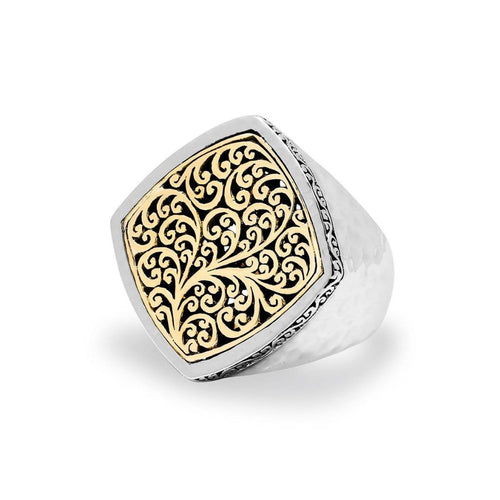 18K Yellow Gold Sterling Silver Signet Ring - GRU2480-Lois Hill-Renee Taylor Gallery