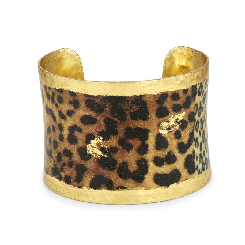Leopard Corset 2" Gold Cuff - HS112-Evocateur-Renee Taylor Gallery