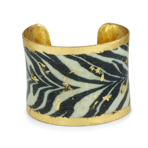 Zebra Corset 2" Gold Cuff - HS113-Evocateur-Renee Taylor Gallery