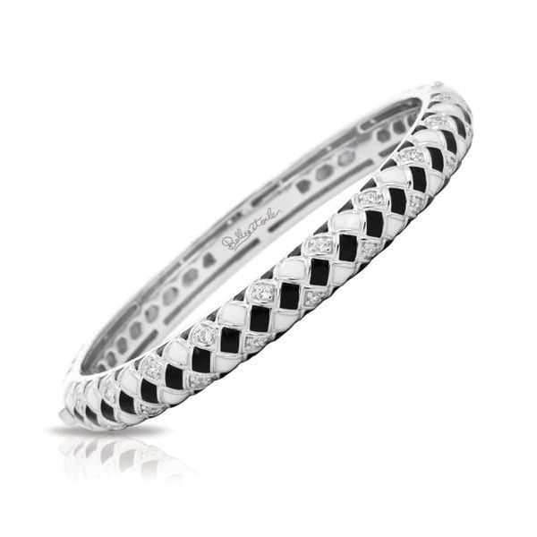 Harlequin Sterling Silver Black & White Bangle-Belle Etoile-Renee Taylor Gallery