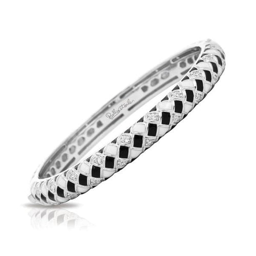 Harlequin Sterling Silver Black & White Bangle-Belle Etoile-Renee Taylor Gallery