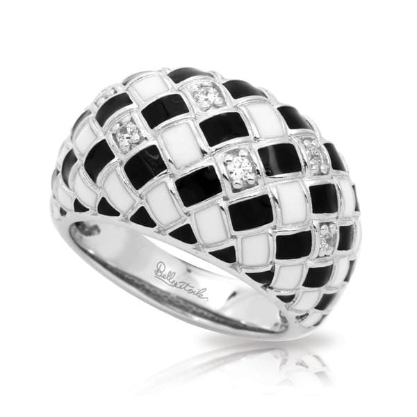 Harlequin Sterling Silver Black & White Ring-Belle Etoile-Renee Taylor Gallery