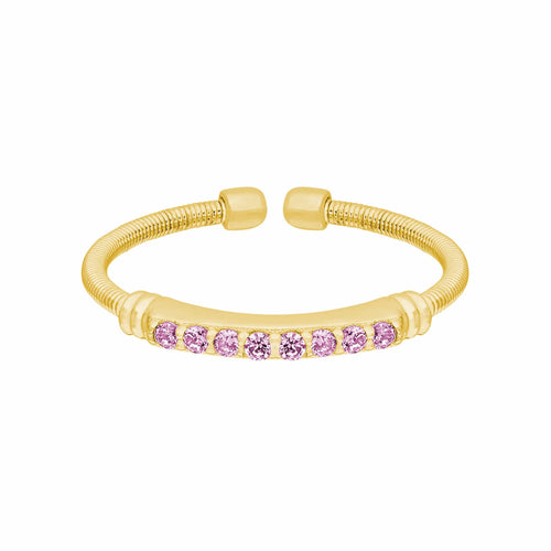 Gold Finish Sterling Silver Pink Sapphire Birth Gems October Ring - LL7004R10-G-Kelly Waters-Renee Taylor Gallery