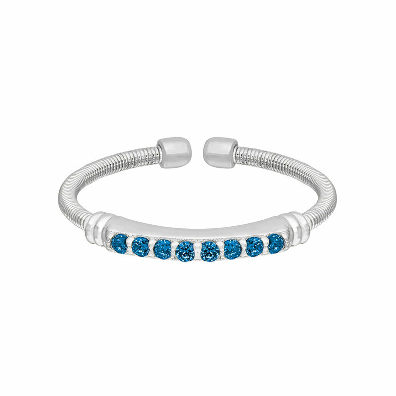 Rhodium Finish Sterling Silver Blue Zircon Birth Gems December Ring - LL7004R12-RH-Kelly Waters-Renee Taylor Gallery