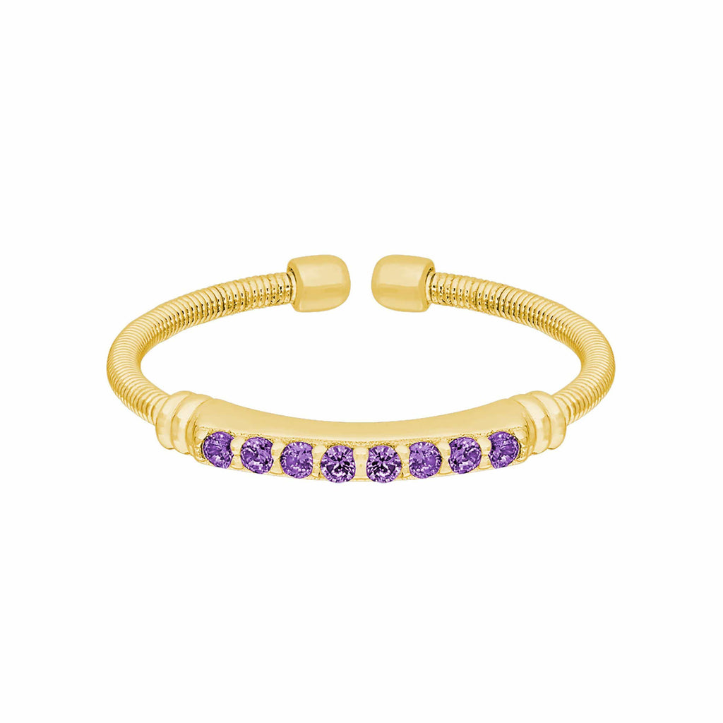Gold Finish Sterling Silver Amethyst Birth Gems February Ring - LL7004R2-G-Kelly Waters-Renee Taylor Gallery