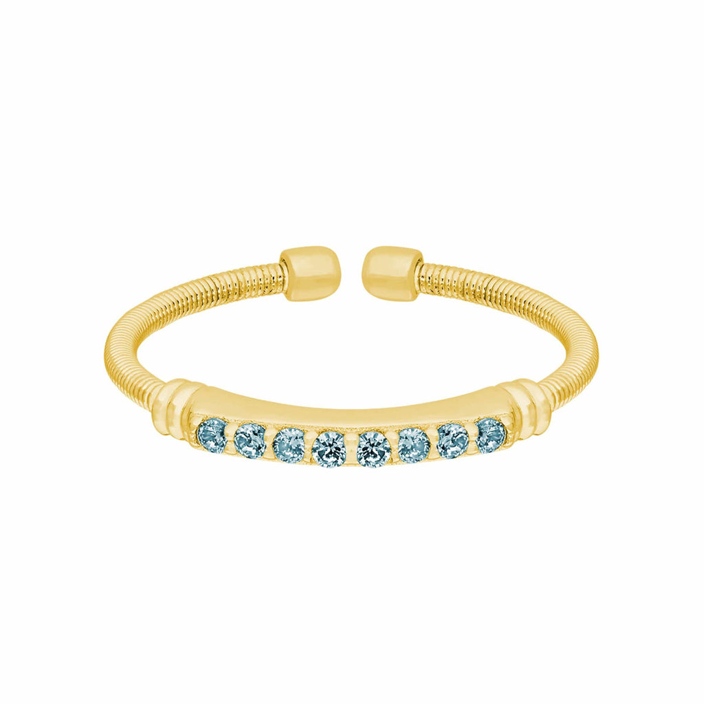 Gold Finish Sterling Silver Aquamarine Birth Gems March Ring - LL7004R3-G-Kelly Waters-Renee Taylor Gallery