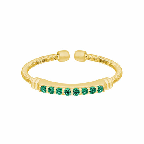 Gold Finish Sterling Silver Emerald Birth Gems May Ring - LL7004R5-G-5-Kelly Waters-Renee Taylor Gallery