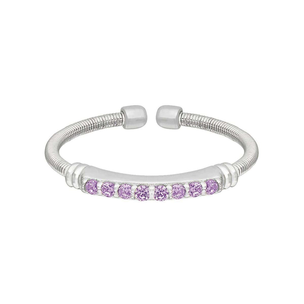 Rhodium Finish Sterling Silver Light Amethyst Birth Gems June Ring - LL7004R6-RH-Kelly Waters-Renee Taylor Gallery