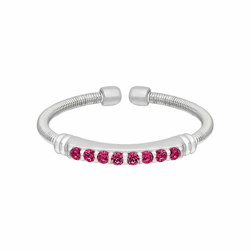 Rhodium Finish Sterling Silver Ruby Birth Gems July Ring - LL7004R7-RH-Kelly Waters-Renee Taylor Gallery