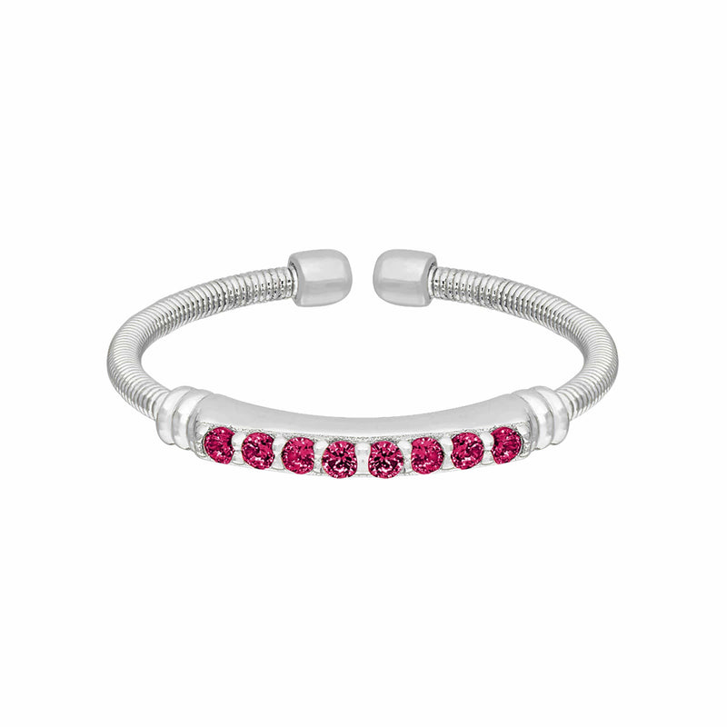 Rhodium Finish Sterling Silver Ruby Birth Gems July Ring - LL7004R7-RH-Kelly Waters-Renee Taylor Gallery